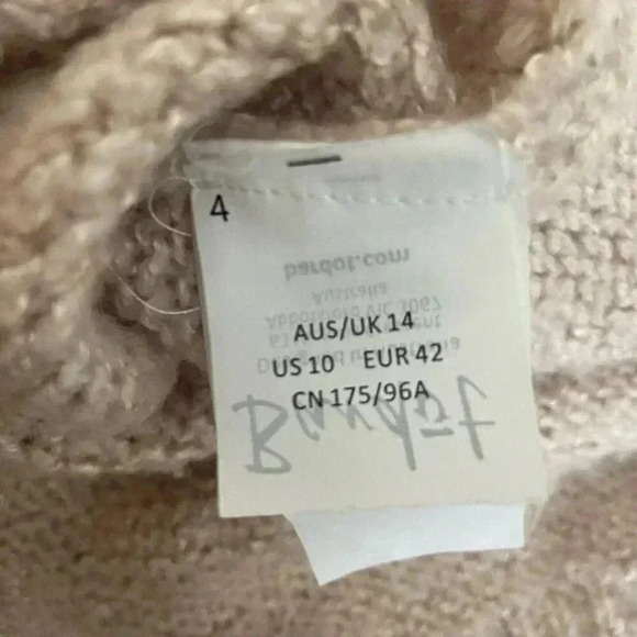 Bardot Belle Sleeve Turtleneck Fluffy Knit Sweater Blush Pink Size 10 Cozy Tunic - Picture 8 of 10